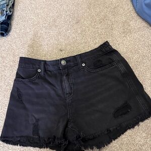 Aerie Black Distressed Women Shorts